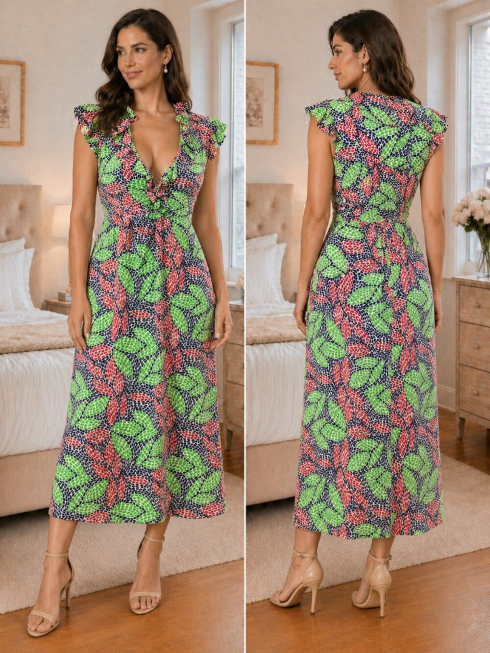 Lilly Pulitzer Clare Trropical Ruffle Midi Dress $228